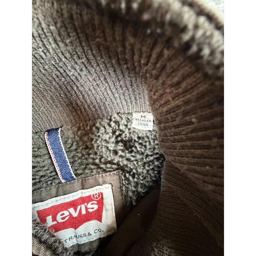 Levi's Brown Canvas Sherpa Lined Work Jacket Men's M Insulated